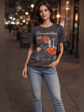 Lucky Brand Cosmopolitan Cocktail Graphic Tee Size L NWT Relaxed Fit